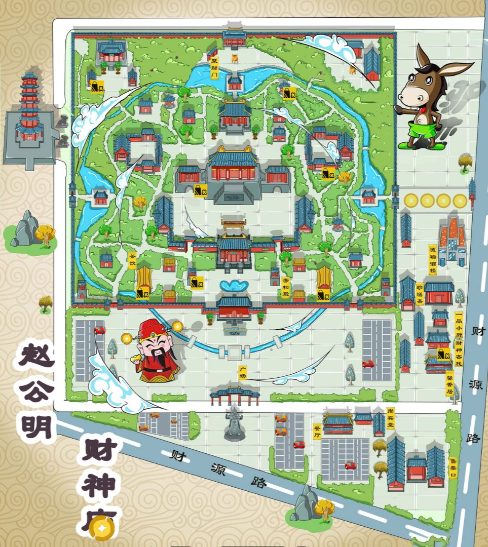 厦门寺庙类手绘地图